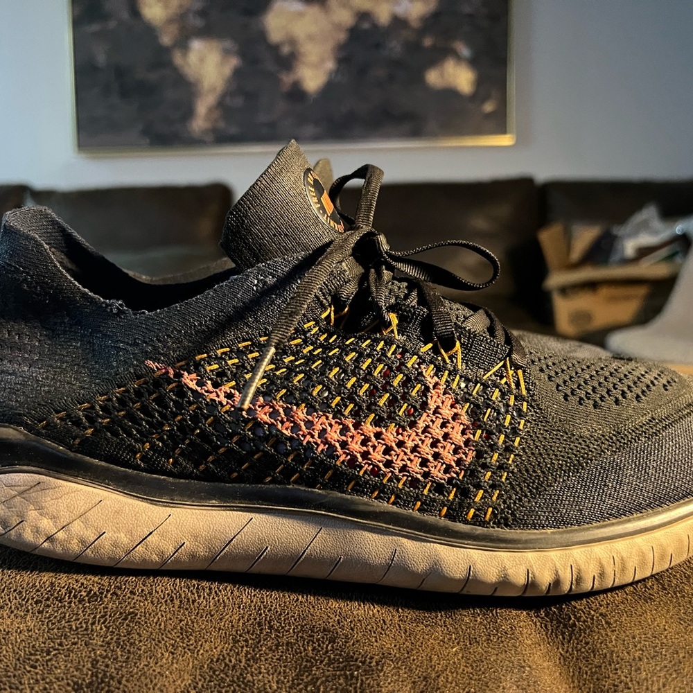 Nike Men's Black and Orange Flyknit
